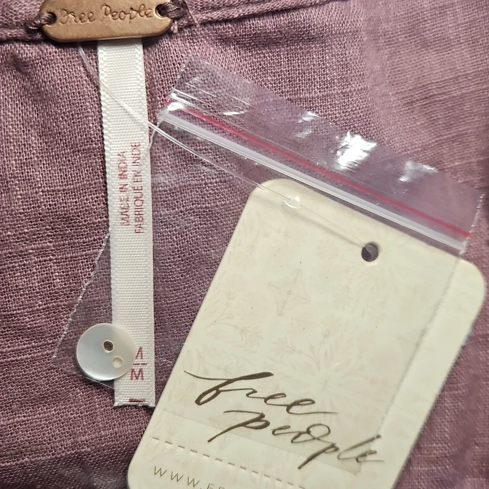 Free People Joi Bohemian Cotton Cropped Eyelet Blouse In Roan Rouge Size M NEW